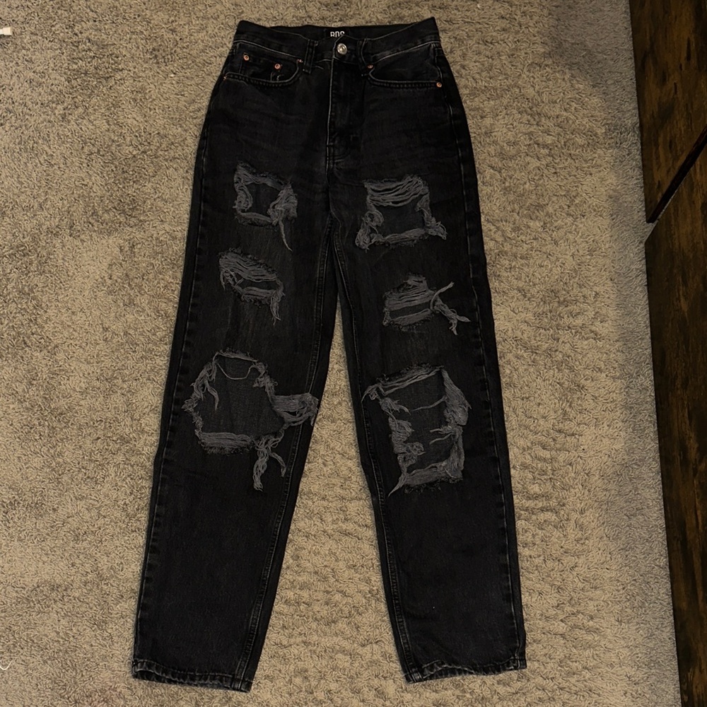 BDG Urban Outfitters High Rise Baggy Jeans Black Distressed Denim Pants